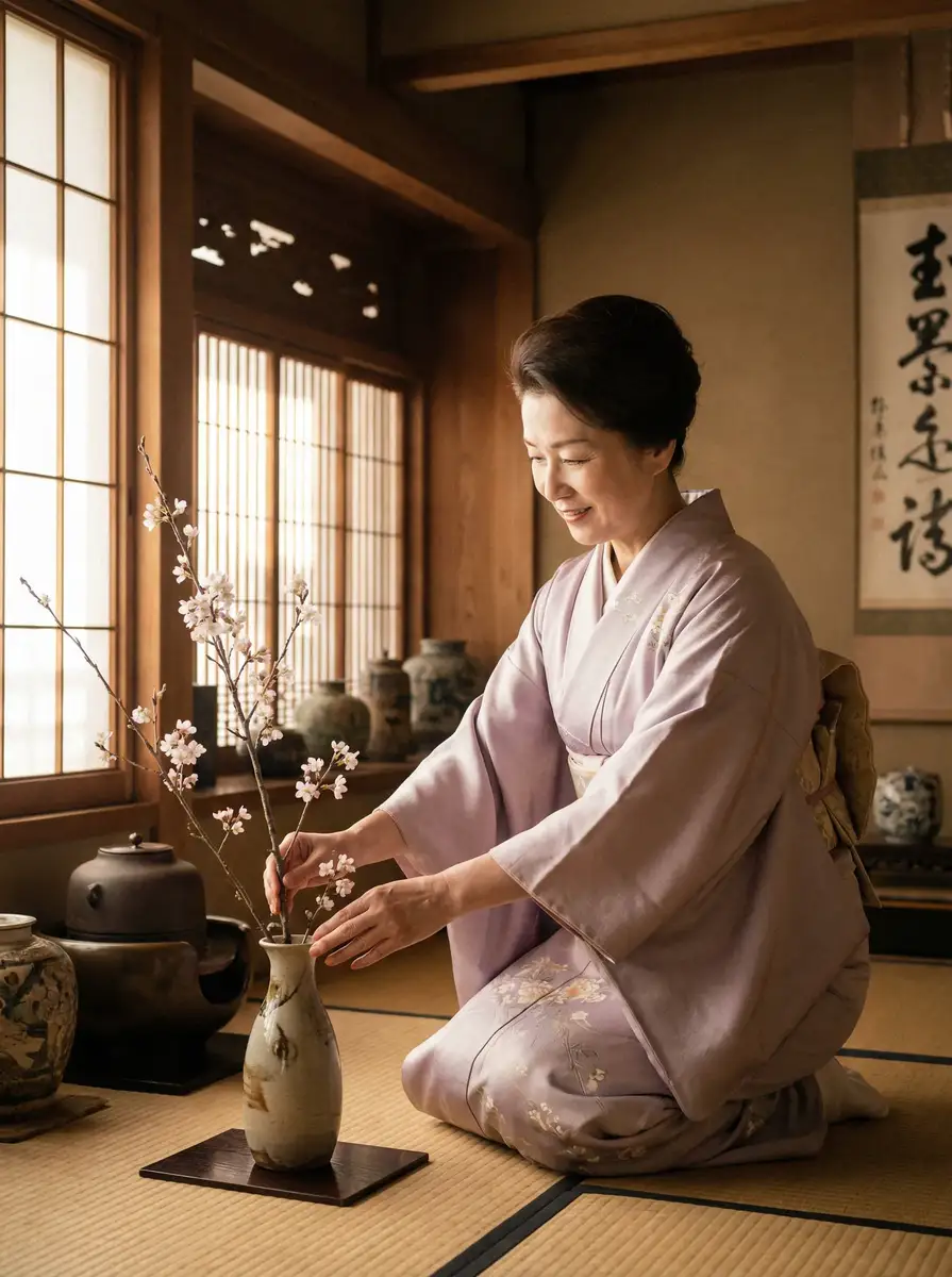 一位优雅的 花臂夫夫-最新作品|高清视频|花臂夫夫官网 在和室中插花